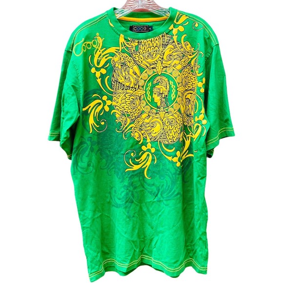 Rare Vtg COOGI Spartan Graphic Tee XL Green Gold Embroidered Hip-Hop Y2K - Picture 1 of 6